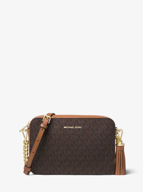 Damske Spojková Taška Michael Kors Ginny Medium Logo Hnede - Kabelky Michael Kors Akcia | EHGAW-7813